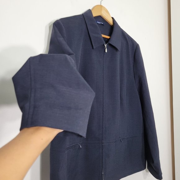 Encore Womens Navy Blazer Jacket Business Casual Zipper Front & Pockets Classic - Picture 2 of 12